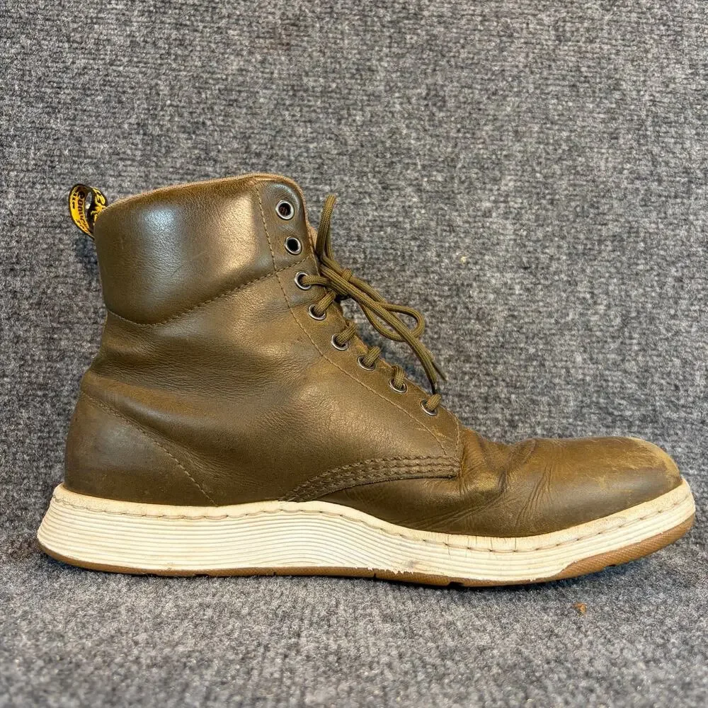 Dr Martens DMs Lite Carpathian Green Leather Boots Men 13 Lightweight White Sole